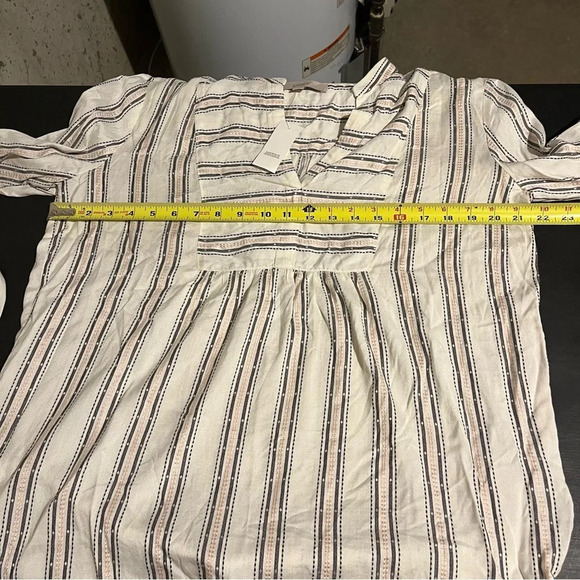 LOFT Blouse NWT Womens Medium White Striped Rayon Balloon Sleeve V Neck - Picture 10 of 11